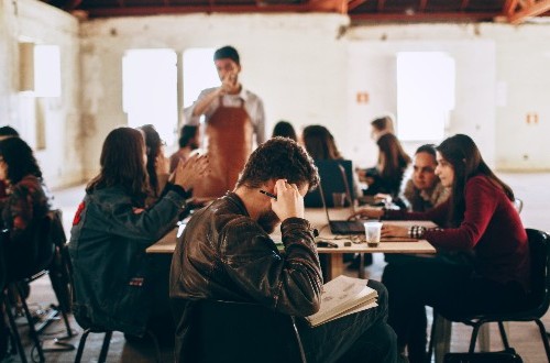 workers sat around a table